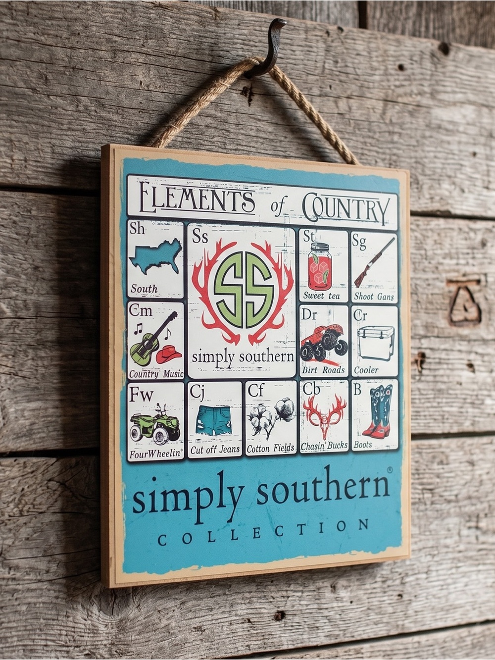 Simply Southern 'Elements of Country' Hanging Sign Wall Decor Man Cave Porch